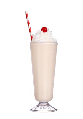 milkshakes vanilya aroması ile Cherry'yi üst ve çırpılmış kremalı ben