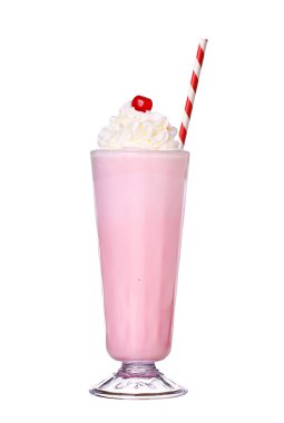 Çilekli milkshake lezzet kiraz ve çırpılmış krem Isola ile