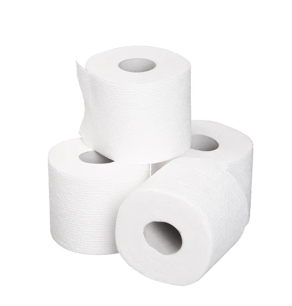 Pile rolls of toilet paper isolated on white background — Stock Photo, Image