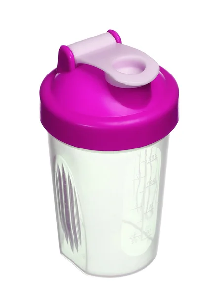 Pink shaker untuk protein bubuk untuk gadis terisolasi di backgr putih — Stok Foto