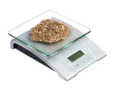 food scale with herbs electronic and digital isolated on white b clipart