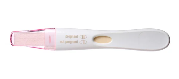 Zwangerschapstest nieuwe geïsoleerd op witte achtergrond — Stockfoto