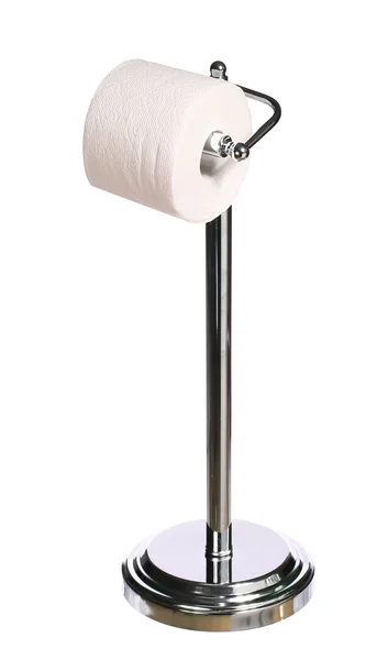 Držák toaletního papíru stojí izolované na bílém pozadí — Stock fotografie
