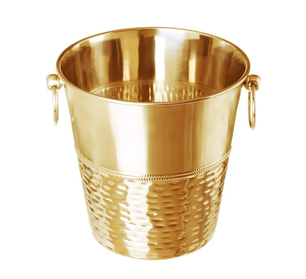 Gold empty bucket for champagne bottle isolated on a white backg — Stock Photo, Image