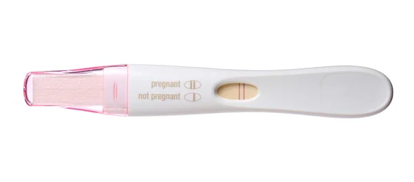 Test de grossesse positif isolé sur fond blanc Images De Stock Libres De Droits
