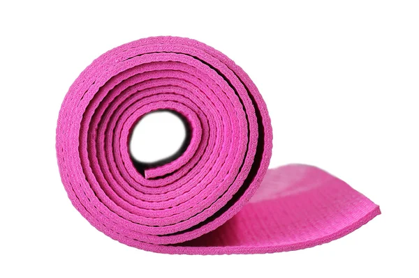 Pink Yoga Mat Isolated on white background — Stock Photo, Image