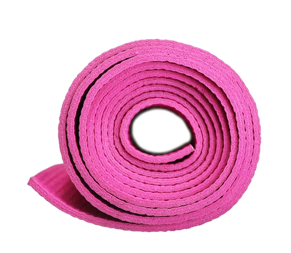 Pink Yoga Mat Isolated on white background — Stock Photo, Image