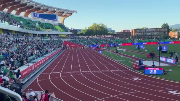 Sha Carri Richardson Gewinnt Das 100 Meter Finale Bei Den — Stockvideo