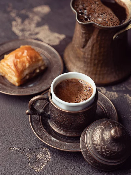 Duas Xícaras Café Turco Fundo Pedra — Fotografia de Stock