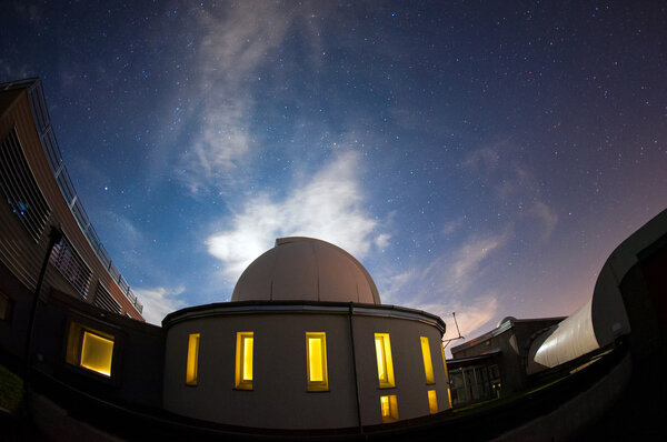 Astronomical observatory dome in night