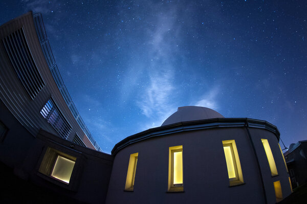 Astronomical observatory dome in night