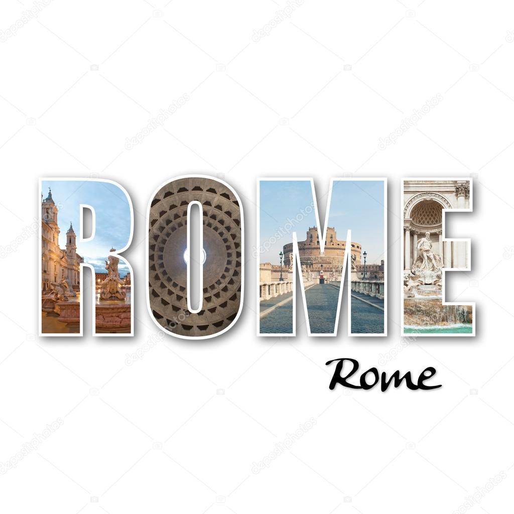 Rome collage of different famous locations
