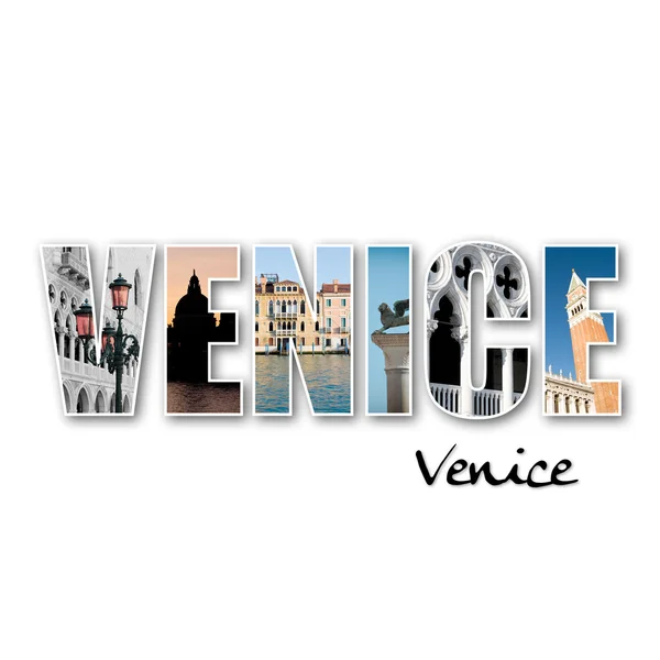 "Venedig" Collage verschiedener berühmter Orte — Stockfoto