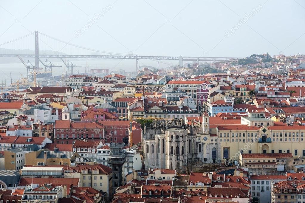 Panoramic view of Lisbon city and Tagus river