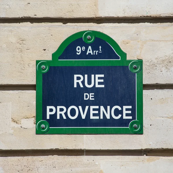 Rue de Provence sokak tabak. — Stok fotoğraf