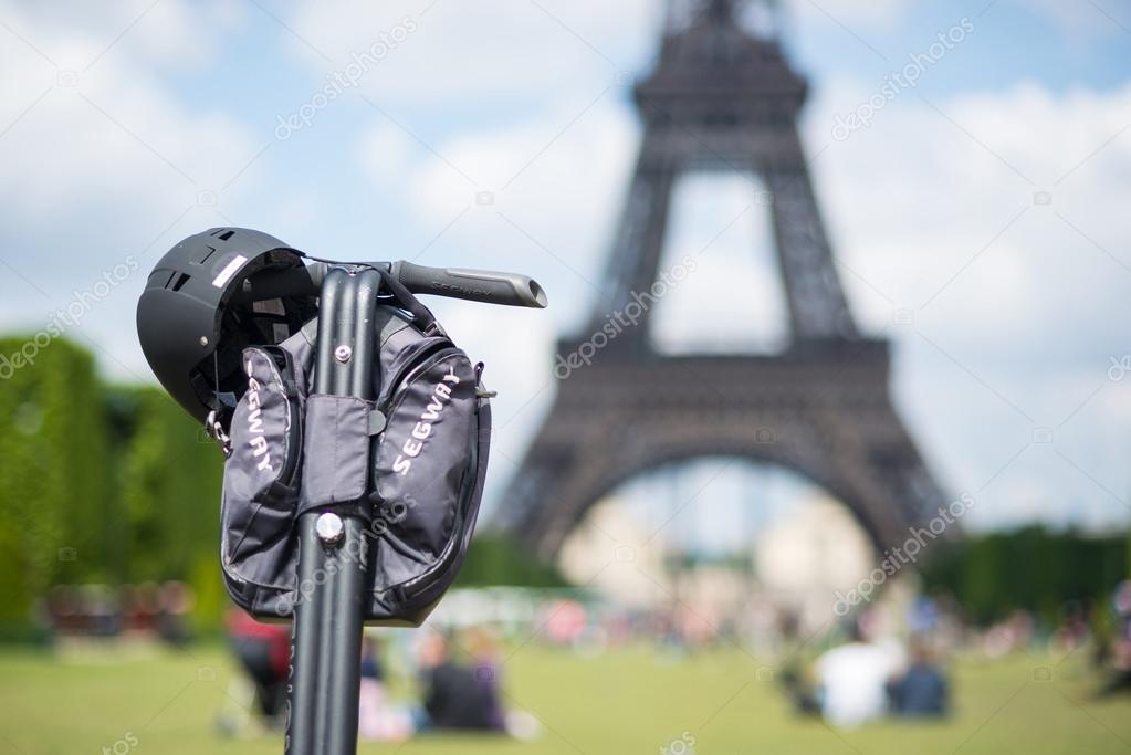 Segway parked in front the Eiffel Tower