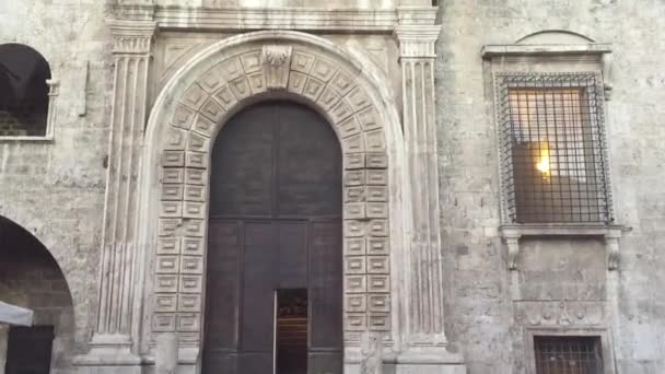 Ancient building with tower clock — Stock Video