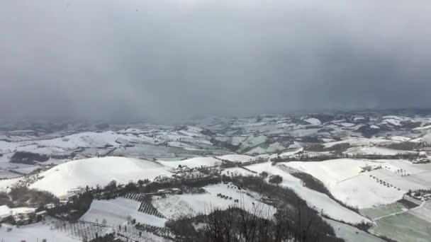 Country landscape with snow — Stock Video