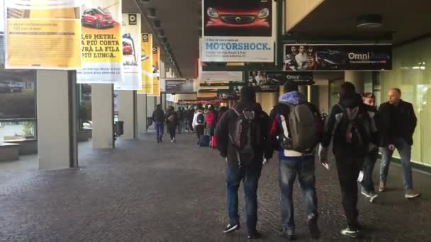 Visitors entering Motor Show — Stock Video