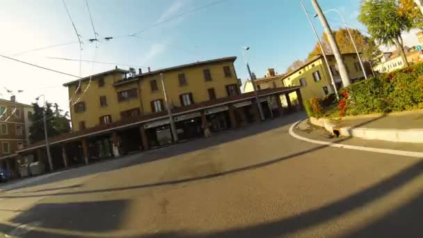 Scooter moving towards Bologna town — Stock Video