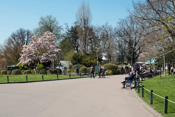 People relaxing inside Jardin d'Acclimatation in Paris — Stock Photo, Image