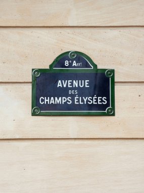Street plate of Avenue de Champs Elysees in Paris