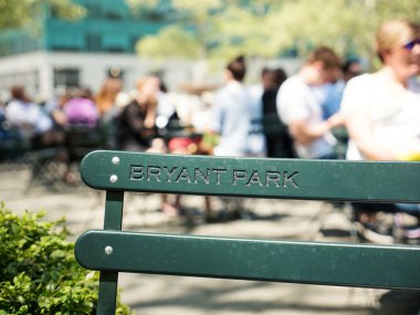 Bryant Park name embossed on a chair clipart
