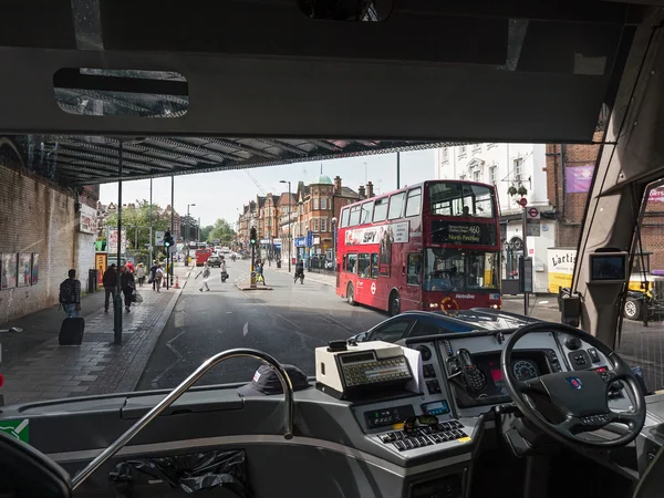 Street view from National express coach in London — ストック写真