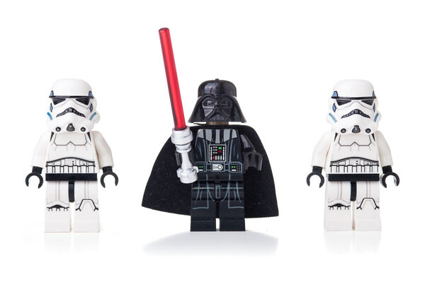 Star Wars Lego Darth Vader and Stormtroopers Stock Image