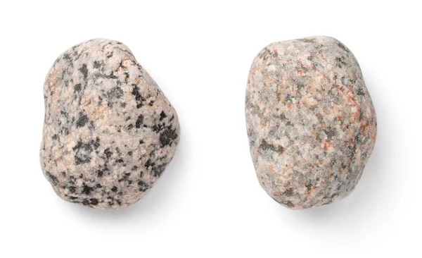 Two Colorful Pebble Stones Isolated White Background Top View — Stock Photo, Image