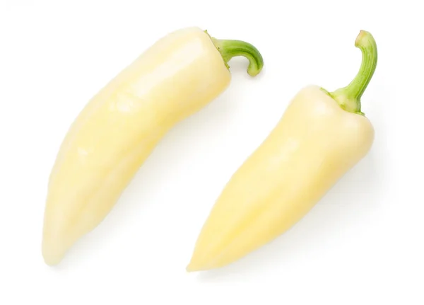 Zoete Witte Paprika Groente Geïsoleerd Witte Achtergrond Hongaarse Paprika Bovenaanzicht — Stockfoto