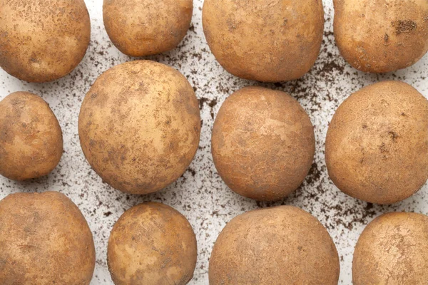 Patate Biologiche Fresche Estratte Dal Terreno Cibo Sfondo Vegetale Vista — Foto Stock