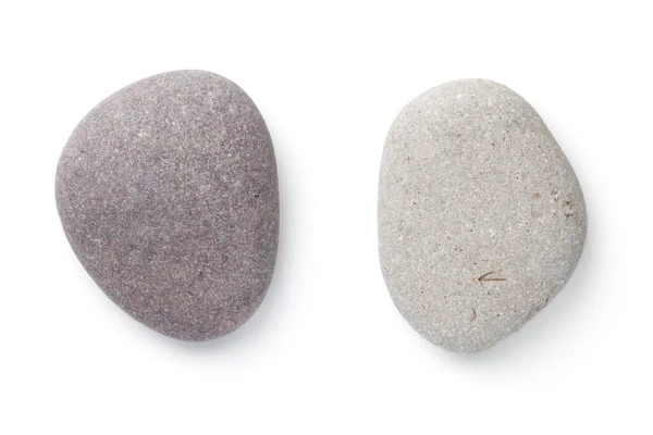 Grey Pebble Stones Isolated White Background Top View — Stock Photo, Image