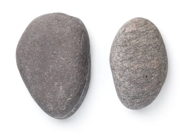 Two Dark Grey Stones Isolated White Background Top View — Stock Photo, Image