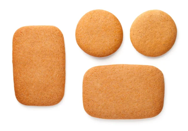 Gingerbread Cookies Shape Rectangles Circles Isolated White Background Top View — Stock Photo, Image