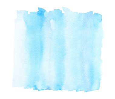 Açık mavi suluboya çizgileri yıkama tekniğinde. Beyaz arkaplanda izole edilmiş çok renkli akvaryum çizgisi