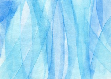 Suluboya mavi darbeler arka plan. Dalga, deniz ya da orman soyut dokusu. Elle boyanmış çok katmanlı resimleme