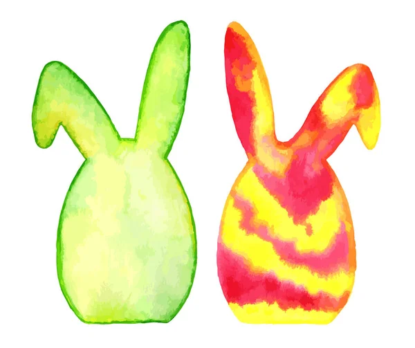 Lapins Pâques Aquarelle Formes Isolées Sur Fond Blanc Vecteur Eps — Image vectorielle