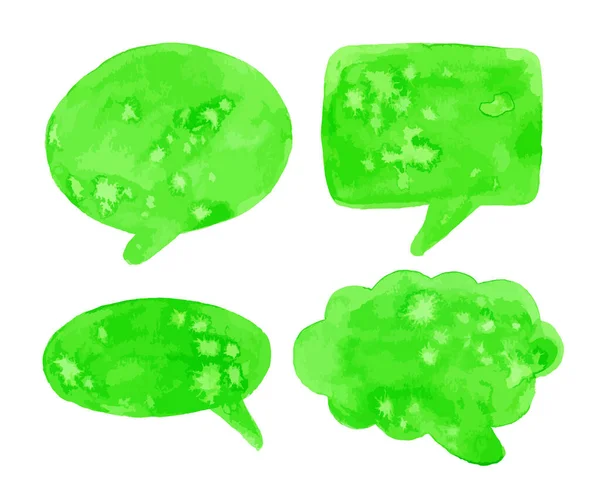 Bulles Parole Aquarelle Vert Isolé Sur Fond Blanc Vecteur Eps — Image vectorielle