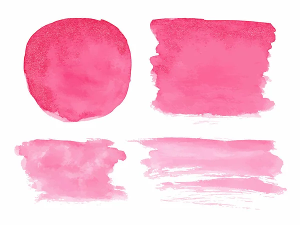 Sada Akvarel Růžové Tahy Štětcem Izolované Bílém Pozadí Vektor Eps — Stockový vektor