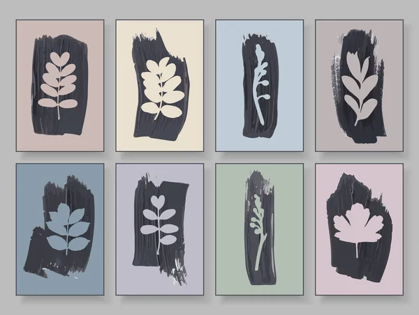 Ensemble Floral Modèles Minimaux Aquarelle Eléments Design Abstraits Botaniques Avec — Image vectorielle