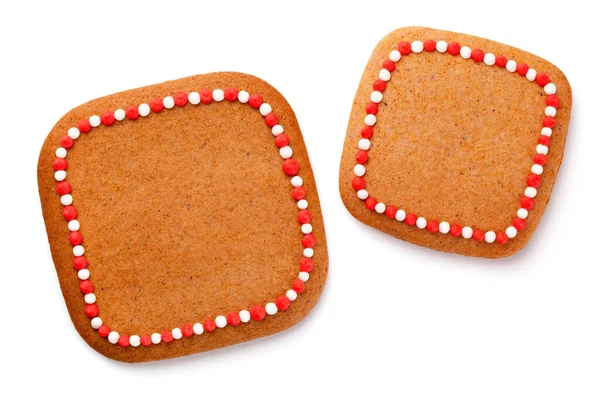 Galleta Jengibre Forma Cuadrado Para Navidad Aislado Sobre Fondo Blanco —  Fotos de Stock