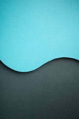 Mavi kağıt arka plan. Mesaj için boş oda. Düz yatış, üst görünüm