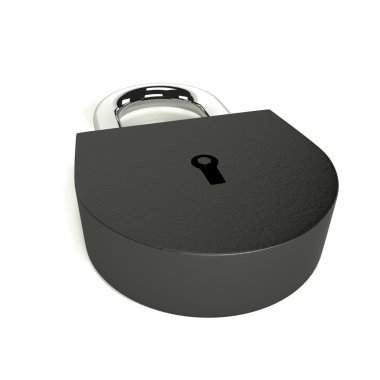 Asma kilit metalik chromiuv kilit zincir 3d render ile