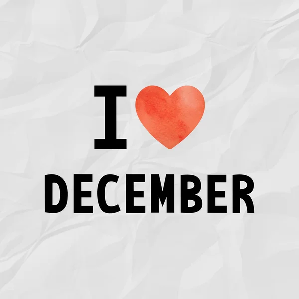 Любовь декабря с красным акварельным сердцем — стоковое фото
