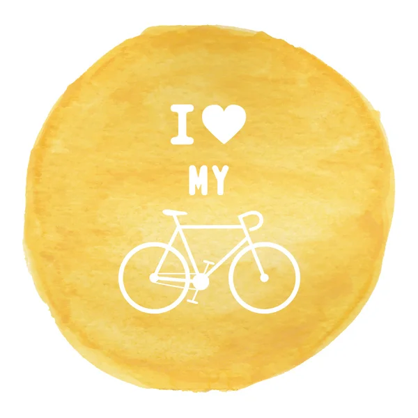 Bicicleta de amor sobre fondo amarillo acuarela1 — Archivo Imágenes Vectoriales