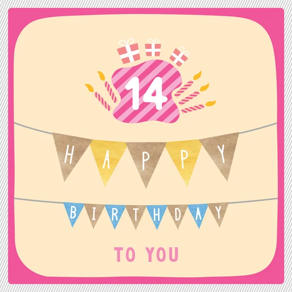Happy 14th birthday card — Stock Photo, Image