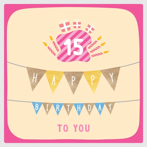 Happy 15th birthday card — Stock Photo, Image