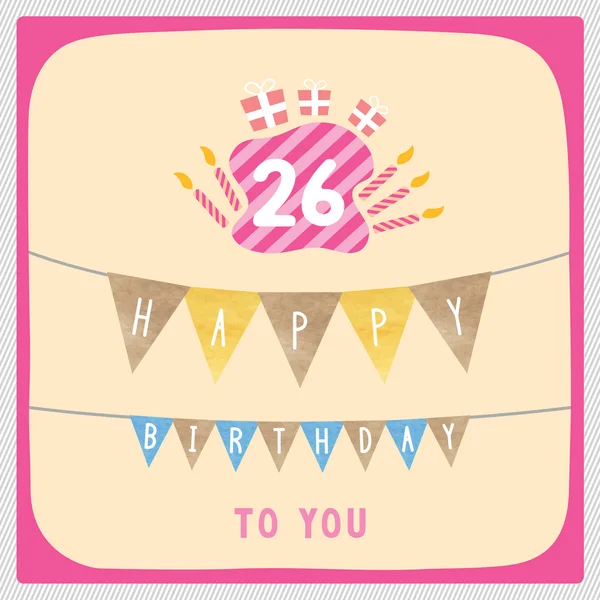 Mutlu 26th doğum günü kartı — Stok fotoğraf