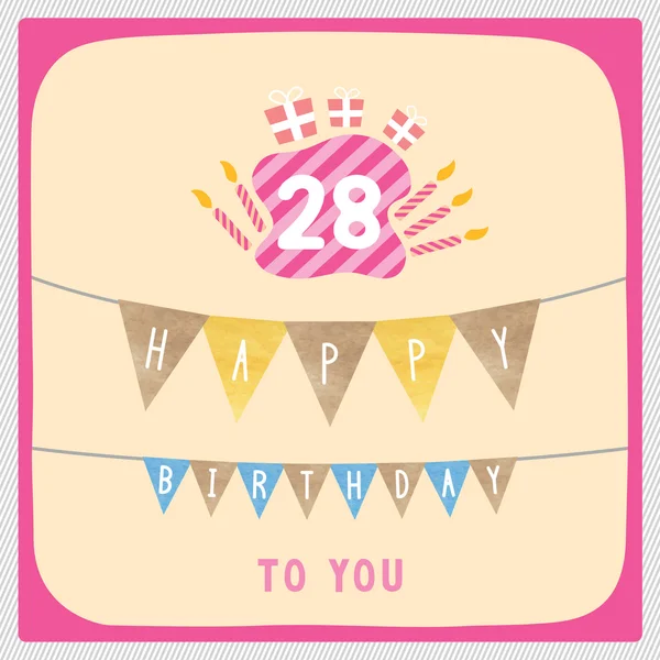 Mutlu 28 doğum günü kartı — Stok fotoğraf